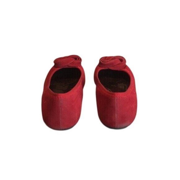 Liz & Co Womens Red Suede Ballet Flats With Rosette Detail Size 7.5 - Picture 3 of 6